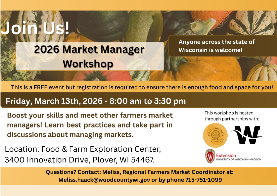 March 13, 2026 Farmers Market Manager Workshop - Plover, Wisconsin